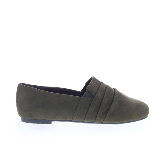 Ros Hommerson Donut 63002-66 Womens Green Wide Suede Loafer Flats Shoes