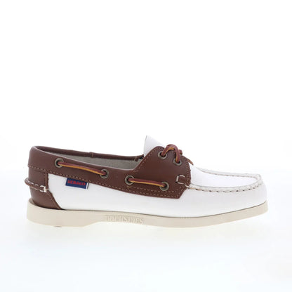 Sebago Classic Portland Womens White Leather Loafers & Slip Ons Boat Shoes