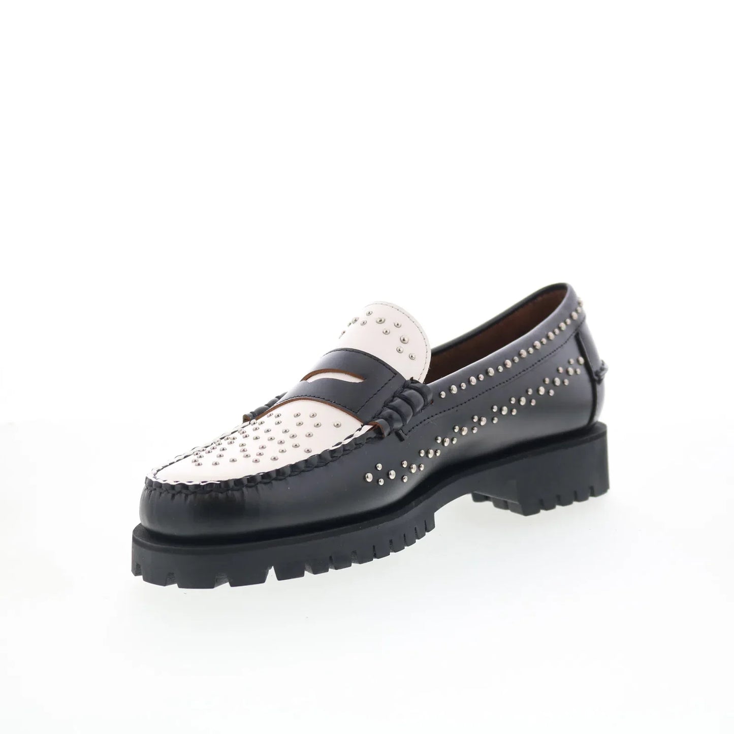 Sebago Dan Lug Studs 731278W-987 Womens Black Loafers & Slip Ons Penny Shoes