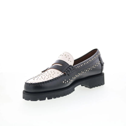 Sebago Dan Lug Studs 731278W-987 Womens Black Loafers & Slip Ons Penny Shoes