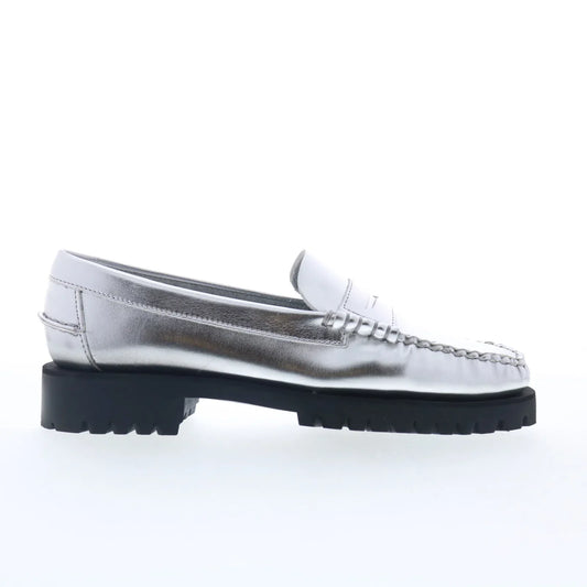 Sebago Dan Met Lug 761127W-988 Womens Silver Loafers & Slip Ons Penny Shoes
