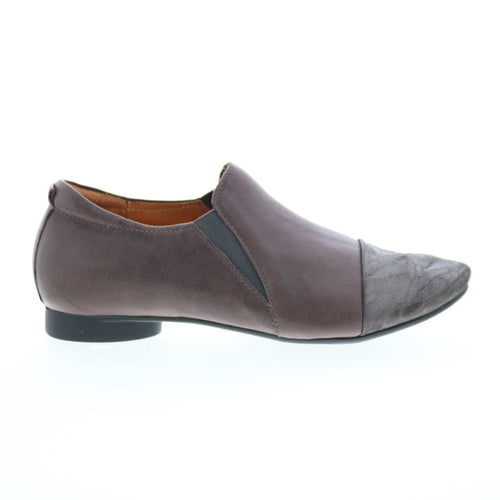 Think! Guad Slip On 80281-I46 Womens Gray Leather Slip On Loafer Flats Shoes
