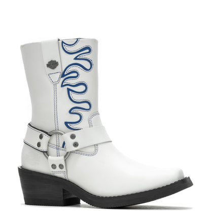 Harley-Davidson Korsen Flame D87293 Womens White Leather Motorcycle Boots