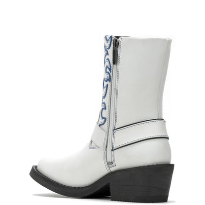 Harley-Davidson Korsen Flame D87293 Womens White Leather Motorcycle Boots