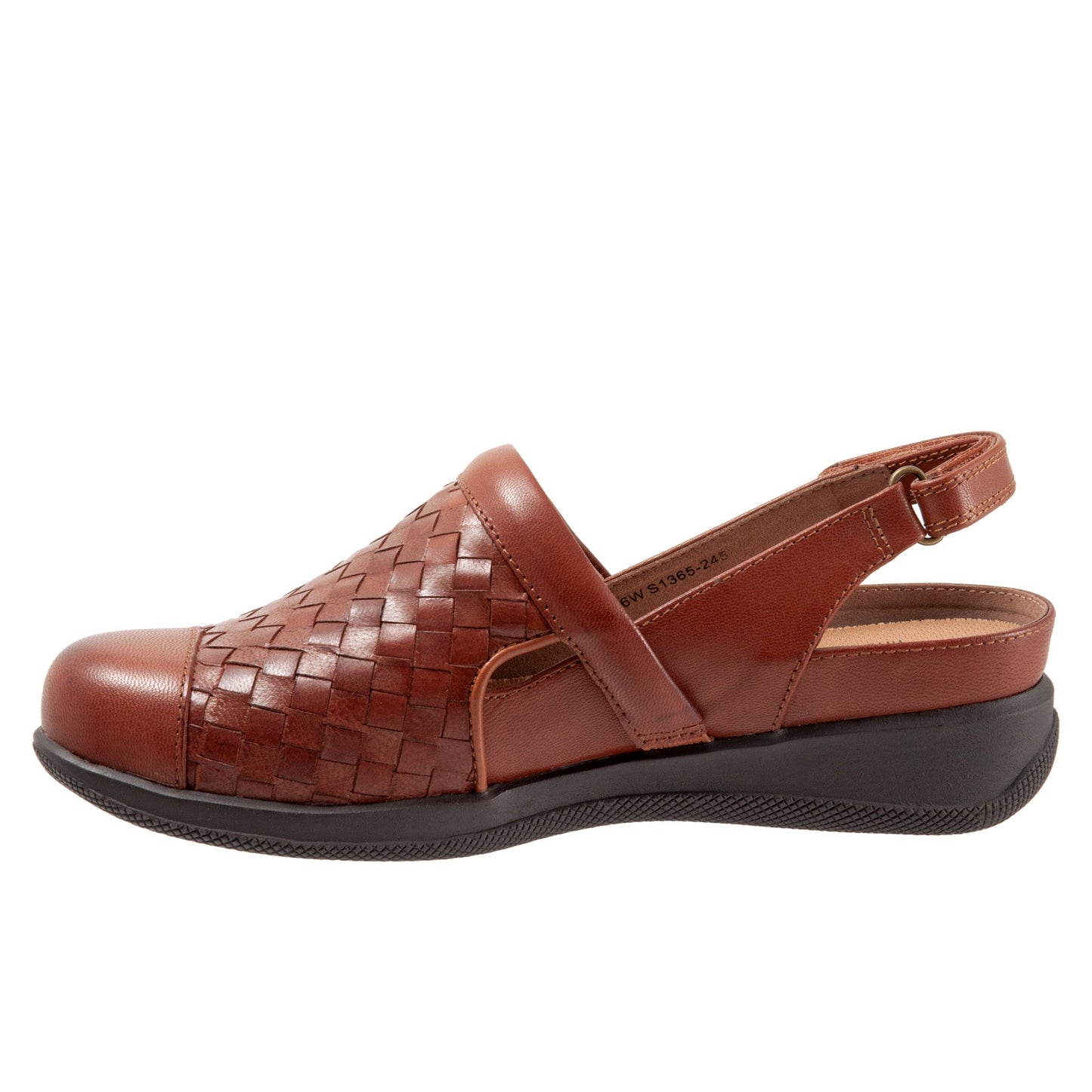 Softwalk Salina Woven S1365-245 Womens Brown Leather Strap Clog Flats Shoes