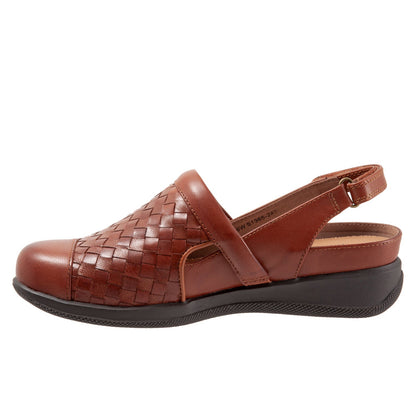 Softwalk Salina Woven S1365-245 Womens Brown Leather Strap Clog Flats Shoes