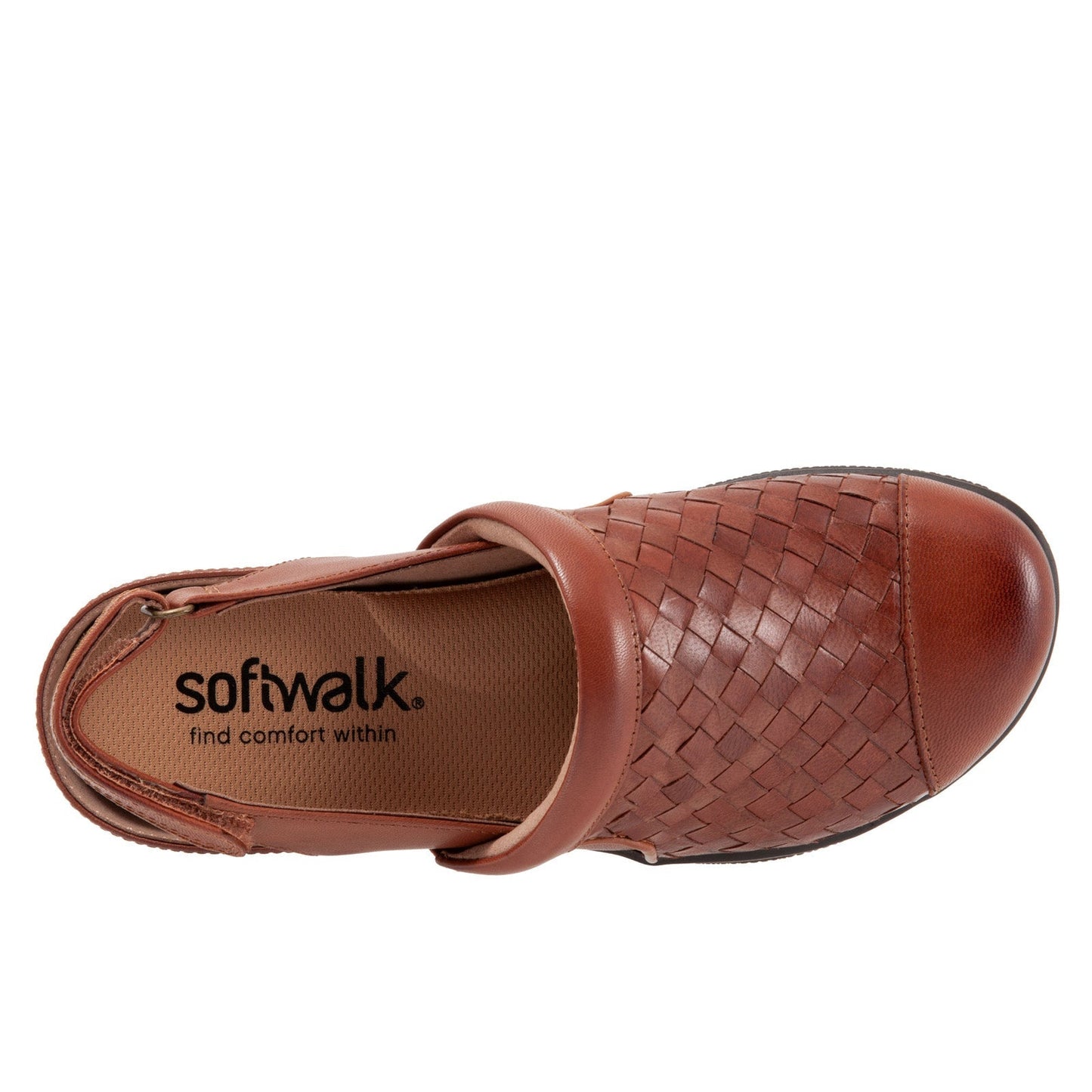 Softwalk Salina Woven S1365-245 Womens Brown Leather Strap Clog Flats Shoes