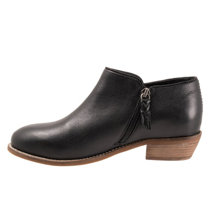 Softwalk Rocklin S1457-001 Womens Black Leather Zipper Ankle & Booties Boots