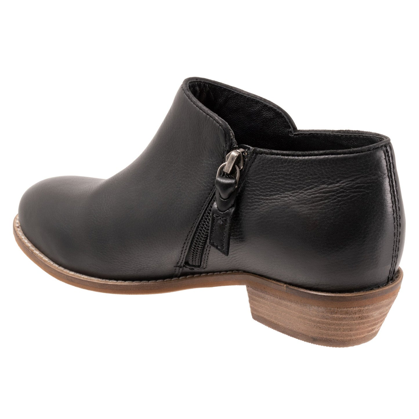 Softwalk Rocklin S1457-001 Womens Black Leather Zipper Ankle & Booties Boots