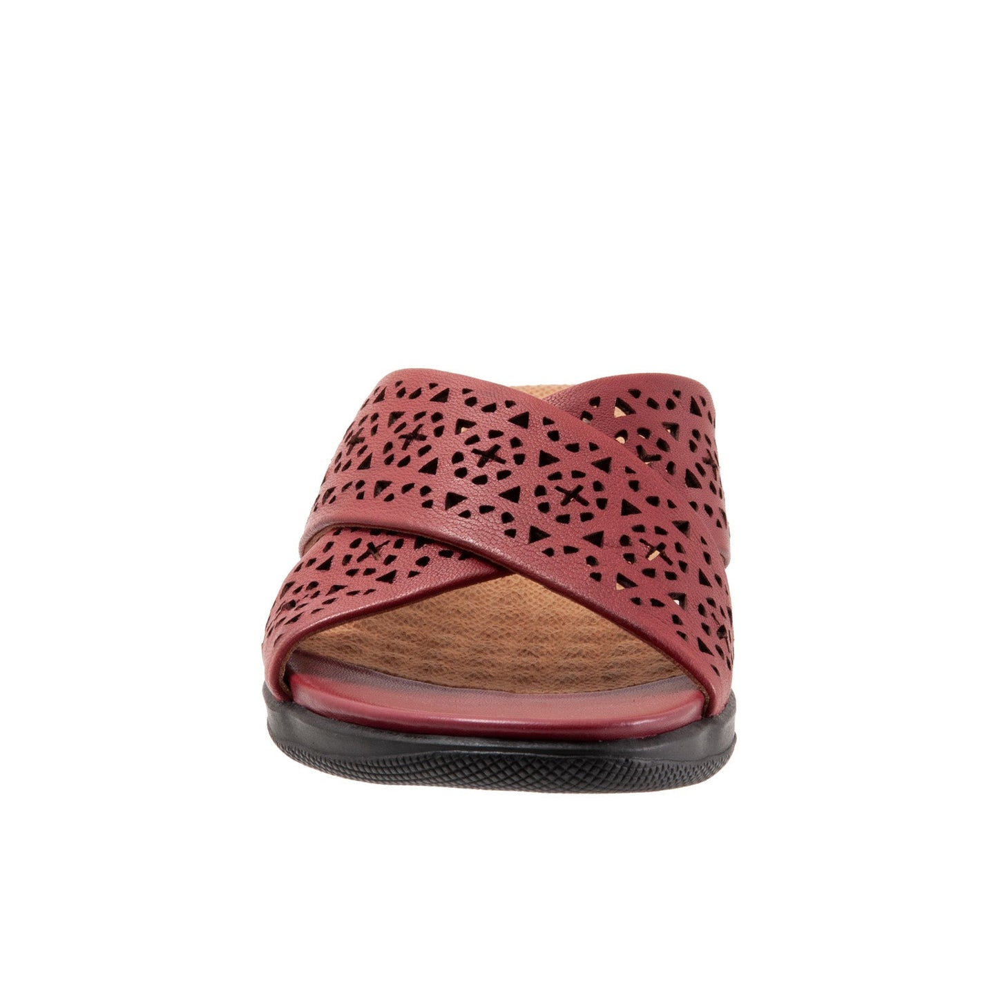 Softwalk Tillman S1502-617 Womens Red Leather Slip On Slides Sandals Shoes