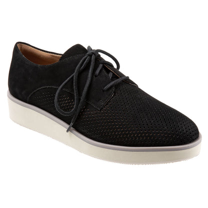 Softwalk Willis S1811-004 Womens Black Narrow Leather Oxford Flats Shoes