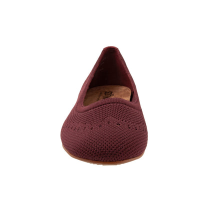 SoftWalk Santorini S1961-601 Womens Red Leather Slip On Ballet Flats Shoes