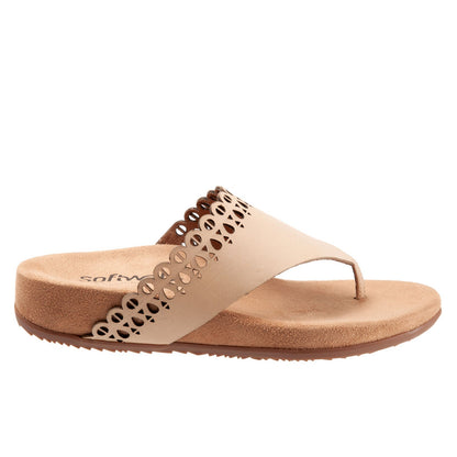 Softwalk Bethany S2203-131 Womens Brown Narrow Leather Thong Sandals Shoes