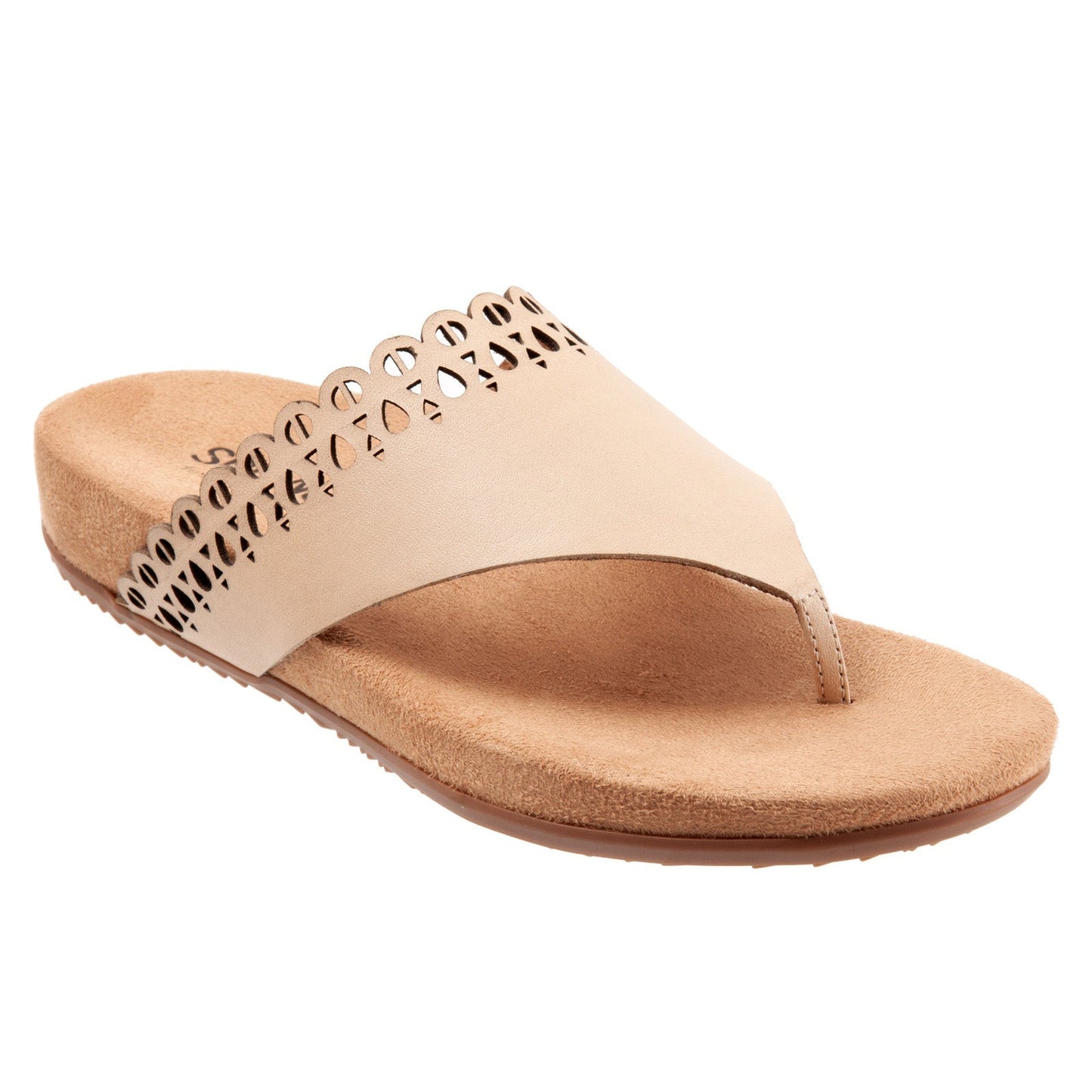 Softwalk Bethany S2203-131 Womens Brown Narrow Leather Thong Sandals Shoes