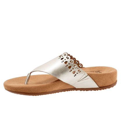 Softwalk Bethany S2203-731 Womens Silver Leather Thong Sandals Shoes