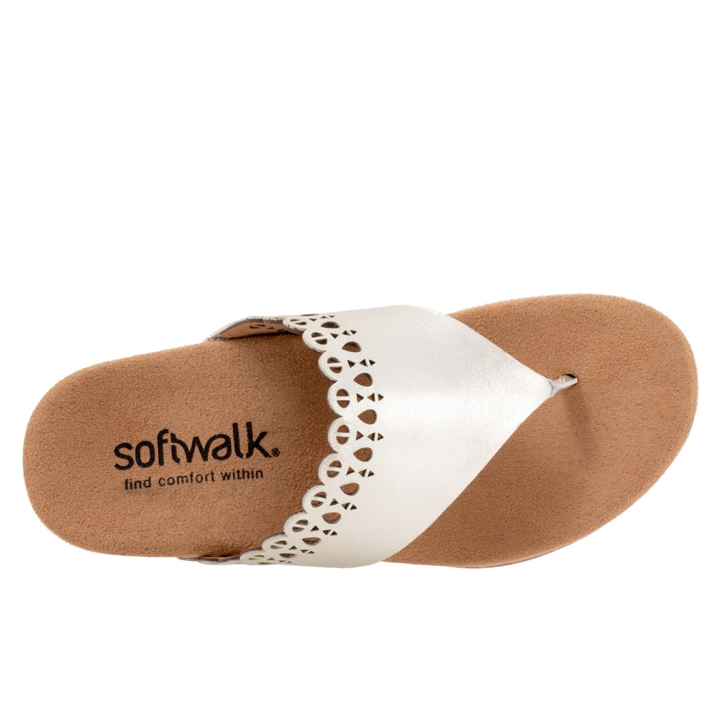 Softwalk Bethany S2203-731 Womens Silver Leather Thong Sandals Shoes