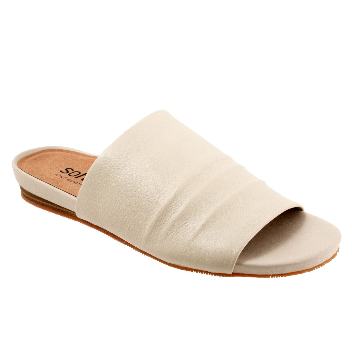 Softwalk Camano S2205-131 Womens Beige Leather Slip On Slides Sandals Shoes