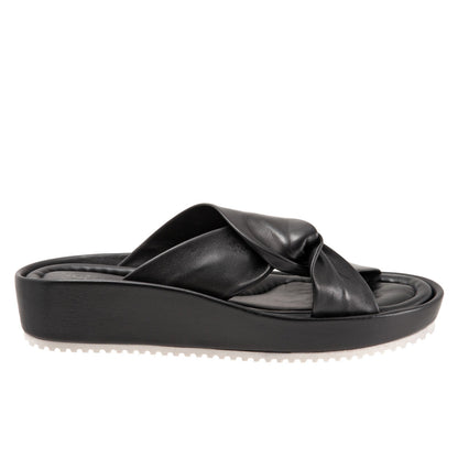 Softwalk Emmie S2221-001 Womens Black Wide Leather Strap Sandals Shoes