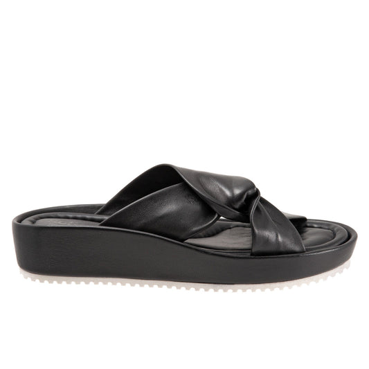 Softwalk Emmie S2221-001 Womens Black Wide Leather Strap Sandals Shoes