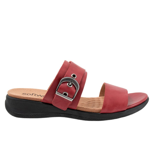 Softwalk Toki S2322-601 Womens Red Extra Wide Leather Slides Sandals Shoes