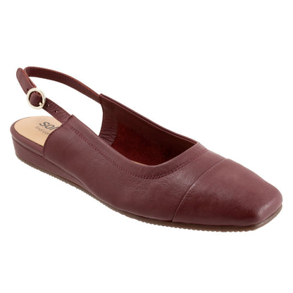 Softwalk Vittoria S2323-668 Womens Burgundy Leather Slingback Flats Shoes