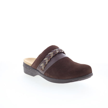 Spenco Topanga Clog SP1097FFR Womens Brown Suede Slip On Clog Flats Shoes