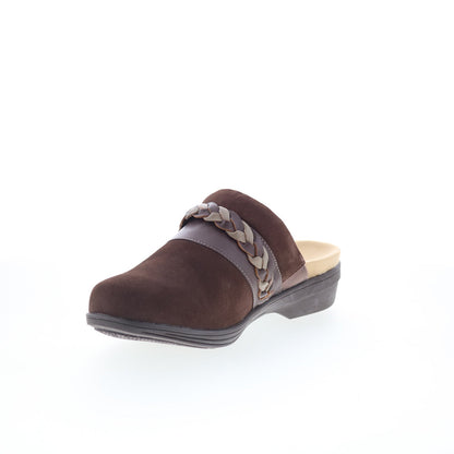 Spenco Topanga Clog SP1097FFR Womens Brown Suede Slip On Clog Flats Shoes