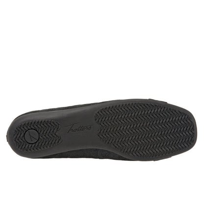 Trotters Sizzle Sign T1251-015 Womens Black Wide Leather Ballet Flats Shoes