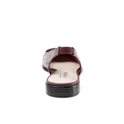Trotters Lucy T1711-755 Womens Burgundy Wide Leather Slingback Flats Shoes