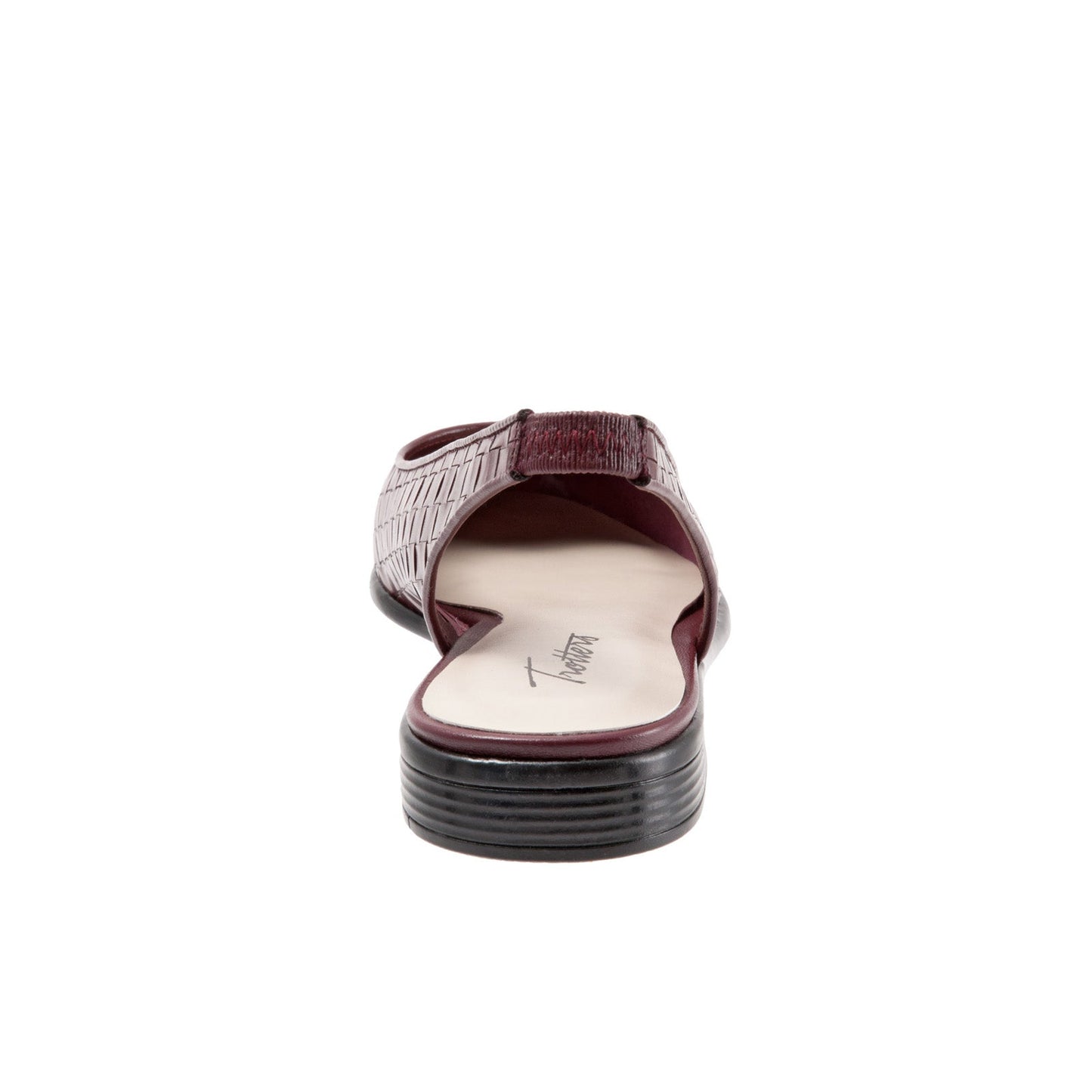 Trotters Lucy T1711-755 Womens Burgundy Leather Slingback Flats Shoes