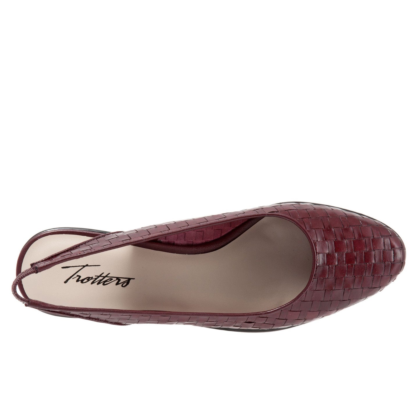 Trotters Lucy T1711-755 Womens Burgundy Leather Slingback Flats Shoes