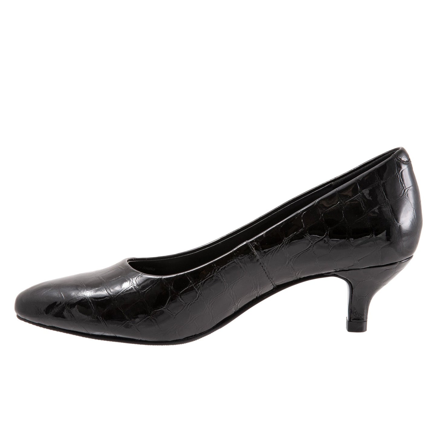 Trotters Kiera T1805-045 Womens Black Wide Leather Slip On Pumps Heels Shoes