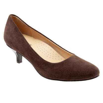 Trotters Kiera T1805-203 Womens Brown Extra Wide Suede Pumps Heels Shoes