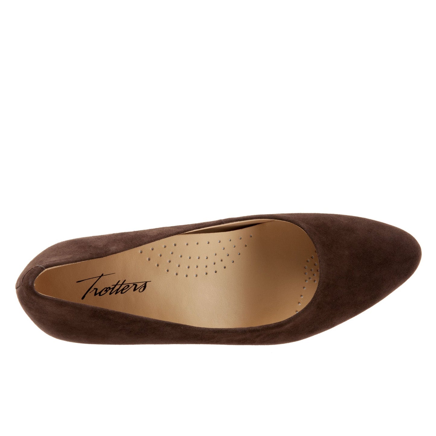 Trotters Kiera T1805-203 Womens Brown Narrow Suede Slip On Pumps Heels Shoes