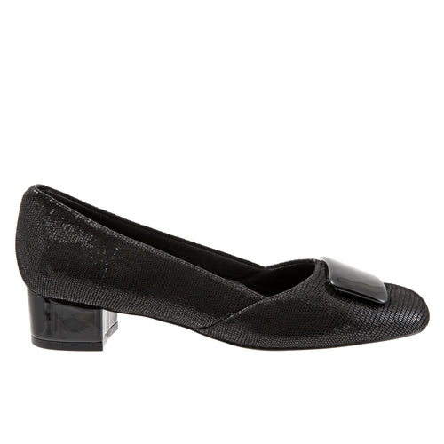 Trotters Delse T1852-008 Womens Black Narrow Leather Pumps Heels Shoes