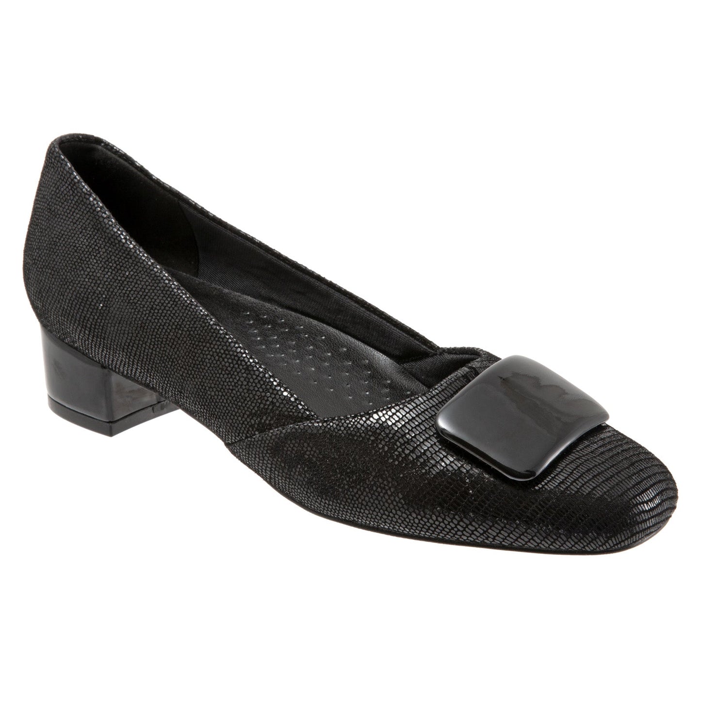 Trotters Delse T1852-008 Womens Black Narrow Leather Pumps Heels Shoes