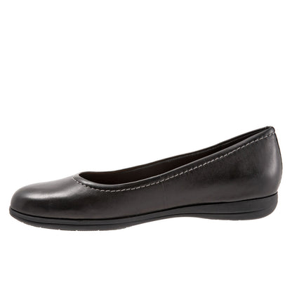 Trotters Darcey T1904-001 Womens Black Leather Slip On Ballet Flats Shoes