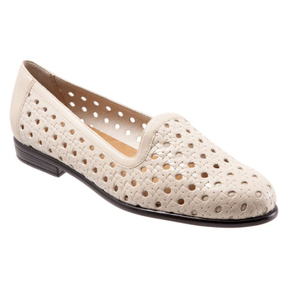 Trotters Liz Open Weave T1909-126 Womens Beige Leather Loafer Flats Shoes