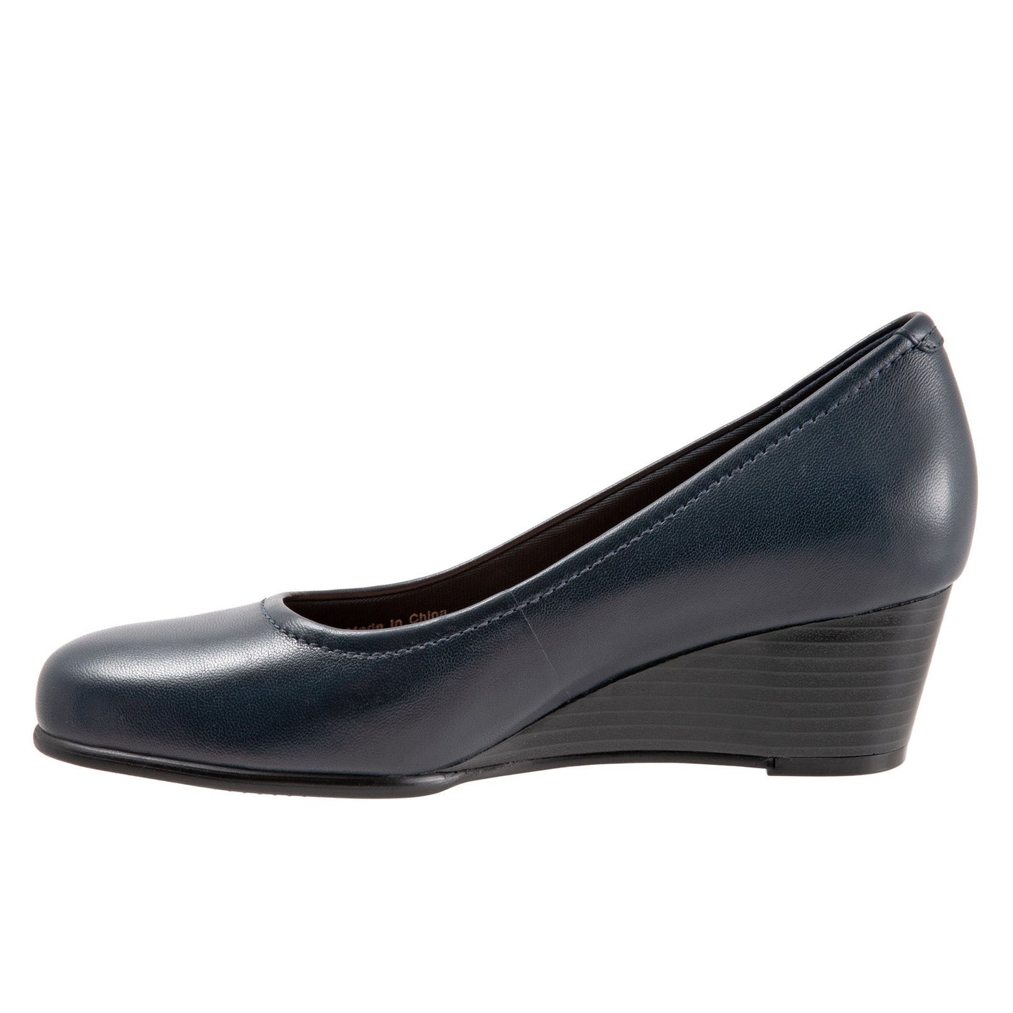 Trotters Winnie T1965-400 Womens Blue Leather Slip On Pumps Heels Shoes