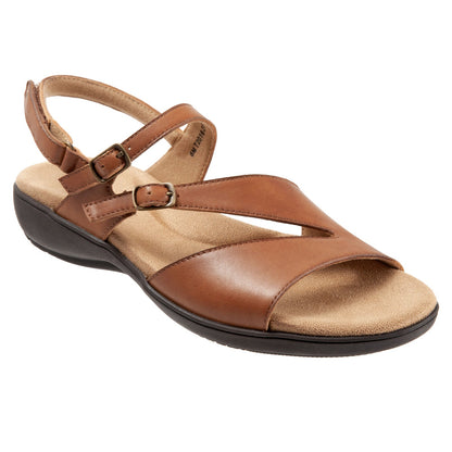 Trotters Riva T2016-215 Womens Brown Leather Strap Sandals Shoes