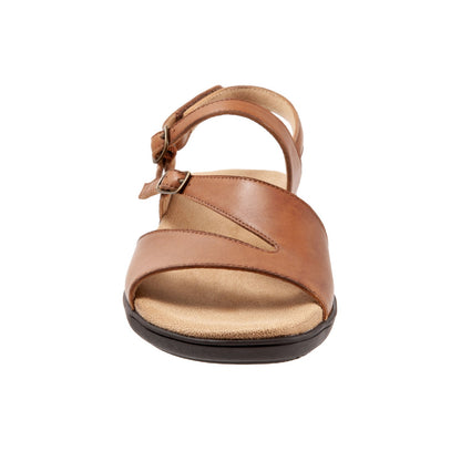 Trotters Riva T2016-215 Womens Brown Leather Strap Sandals Shoes