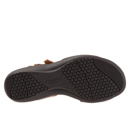 Trotters Riva T2016-215 Womens Brown Leather Strap Sandals Shoes