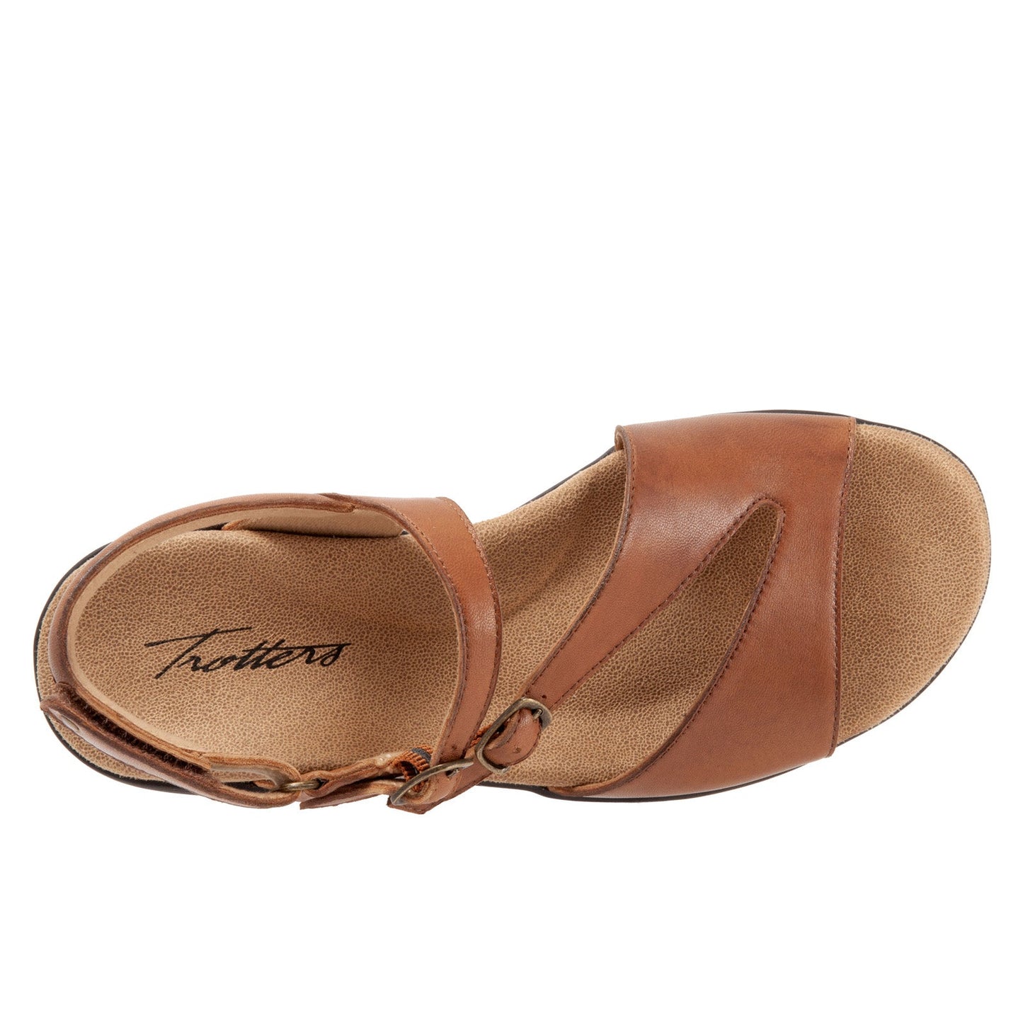 Trotters Riva T2016-215 Womens Brown Leather Strap Sandals Shoes