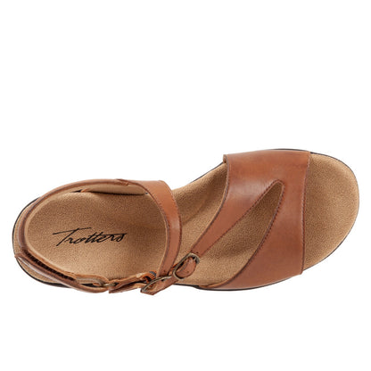 Trotters Riva T2016-215 Womens Brown Leather Strap Sandals Shoes