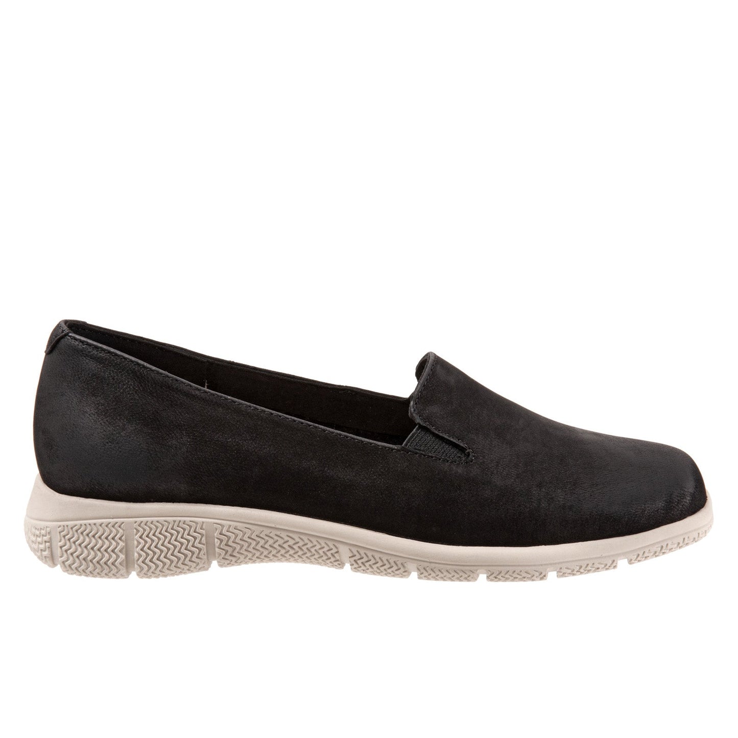 Trotters Universal T2110-036 Womens Black Nubuck Slip On Loafer Flats Shoes