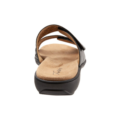Trotters Ruthie T2113-001 Womens Black Synthetic Strap Slides Sandals Shoes