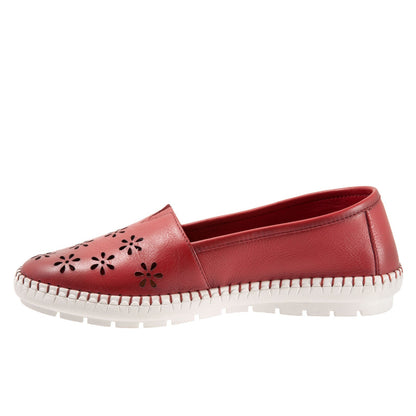 Trotters Rosie T2233-600 Womens Red Leather Slip On Loafer Flats Shoes