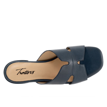 Trotters Nell T2316-400 Womens Blue Leather Slip On Slides Sandals Shoes