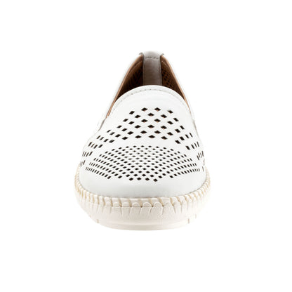 Trotters Royal T2319-100 Womens White Narrow Leather Loafer Flats Shoes