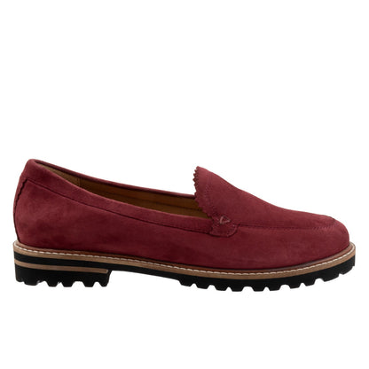 Trotters Fayth T2359-647 Womens Red Suede Slip On Loafer Flats Shoes